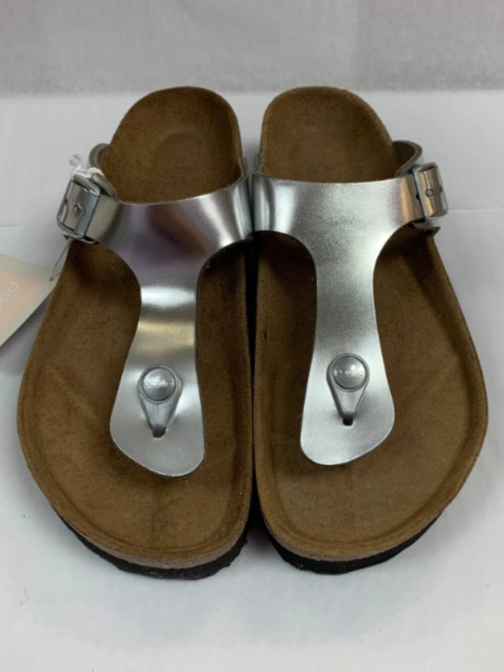 Birkenstock Gizeh PAP Metallic Silver Natural Leather Regular Width Sandals